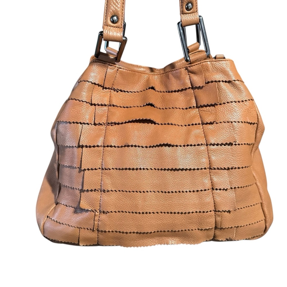 Kenneth Cole Tan Leather Shoulder Bag With Slip Pocket